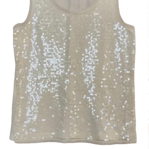 NWOT LOFT Cream Sequined Tank Size S - Picture 8 of 9